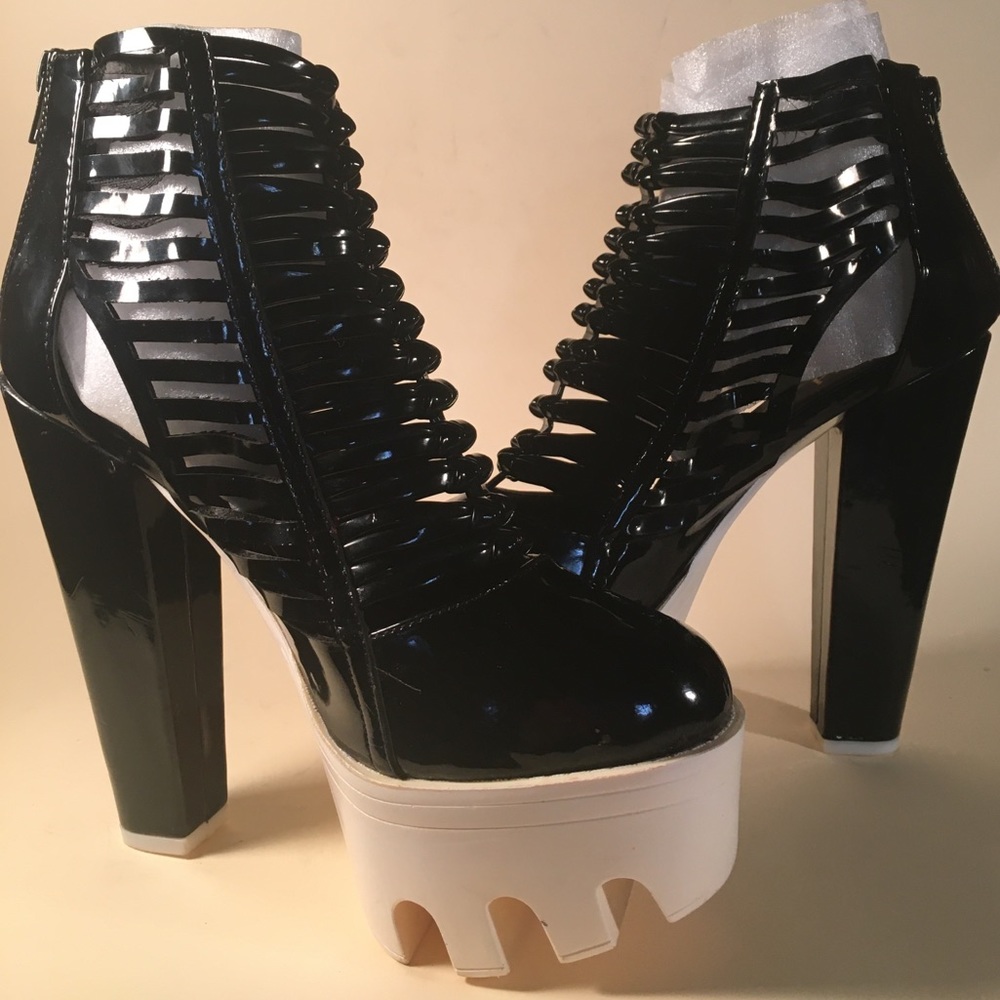 FRH Black & White Lug Sole Ankle Boot